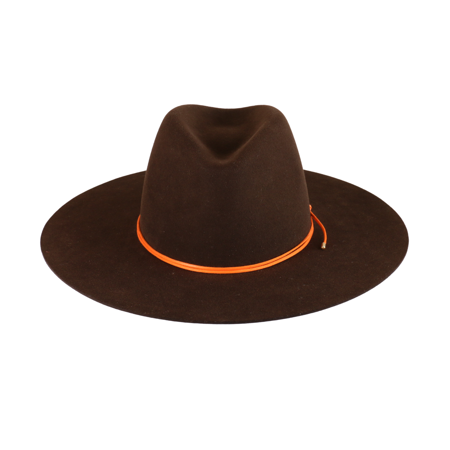 Brown Felt Fedora with Orange Cord