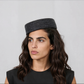Black Raffia Crochet Pillbox Hat