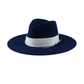 Navy Felt Fedora with Ribbon and Cord