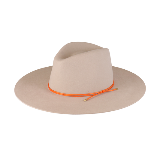Sand Felt Fedora with Orange Cord