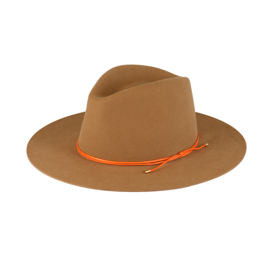 Camel Felt Fedora with Orange Cord