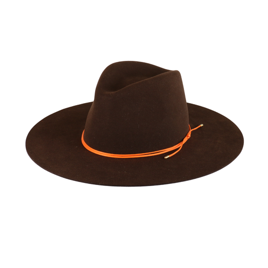 Brown Felt Fedora with Orange Cord