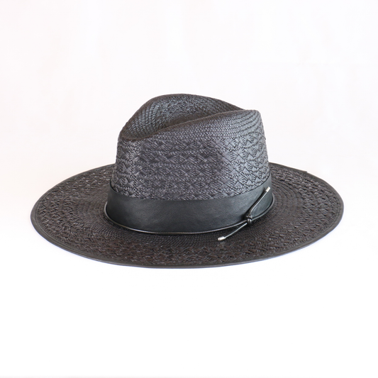 Black Woven Straw Fedora