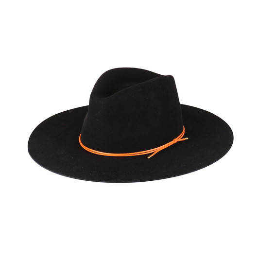 Black Felt Fedora with Orange Cord