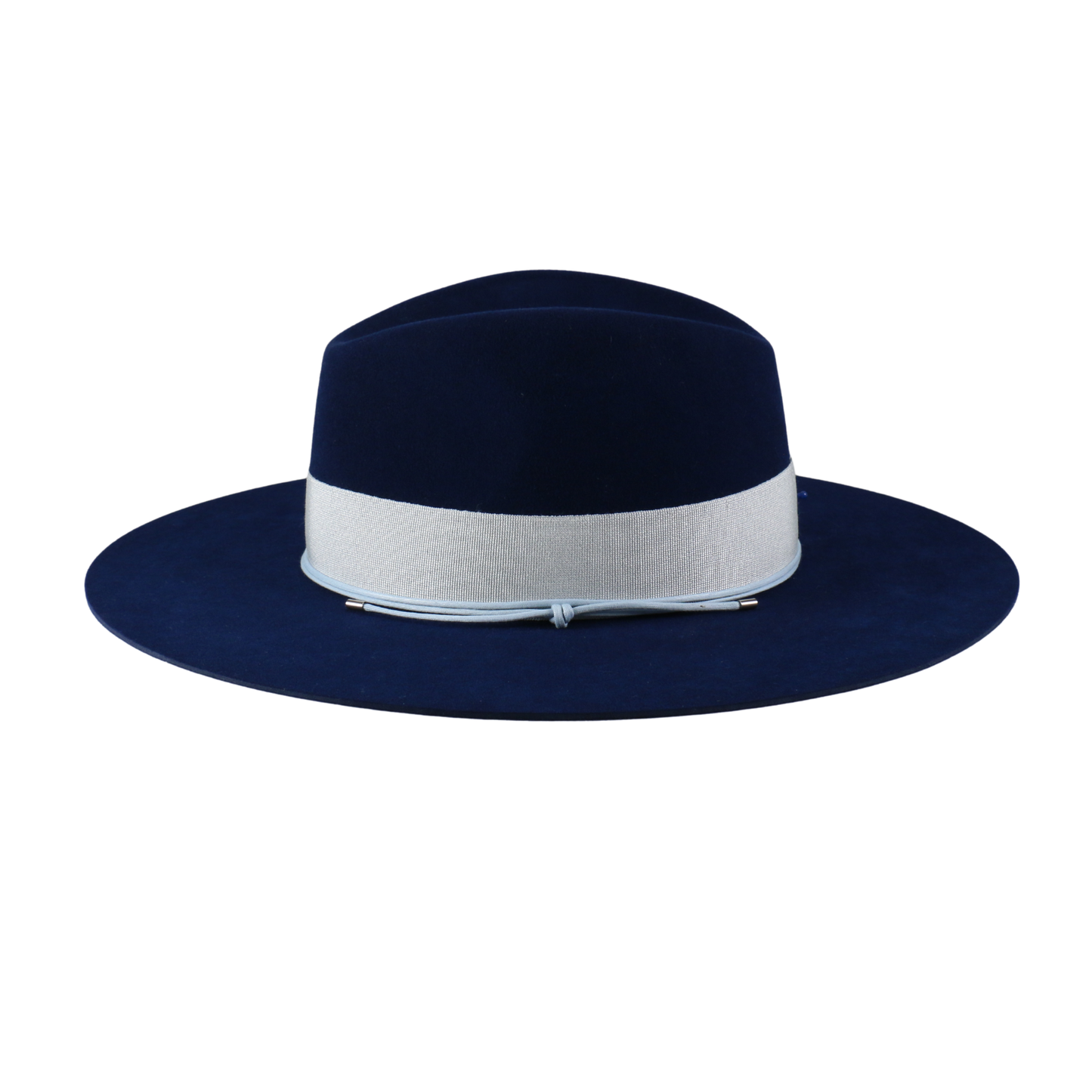 Navy Felt Fedora with Ribbon and Cord