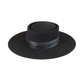Black Felt Boater with Leather Band