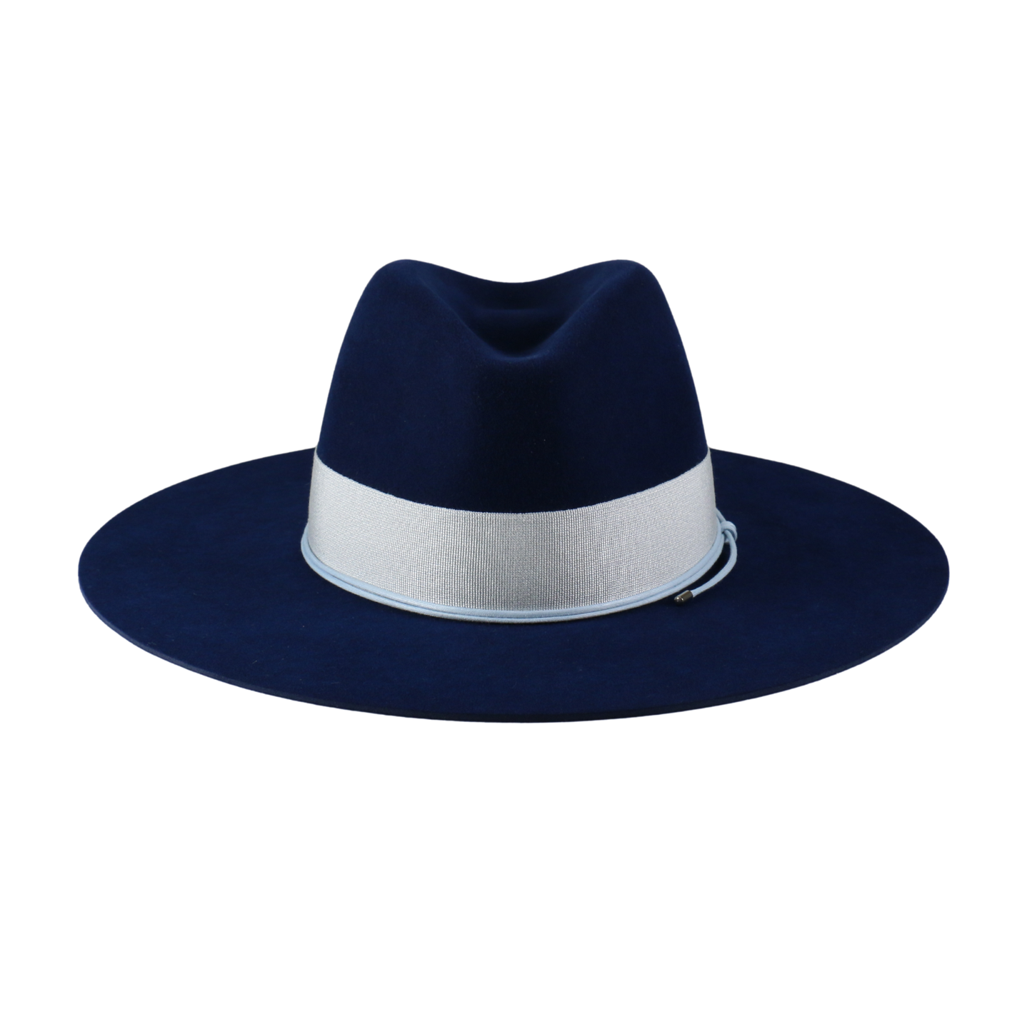 Navy Felt Fedora with Ribbon and Cord