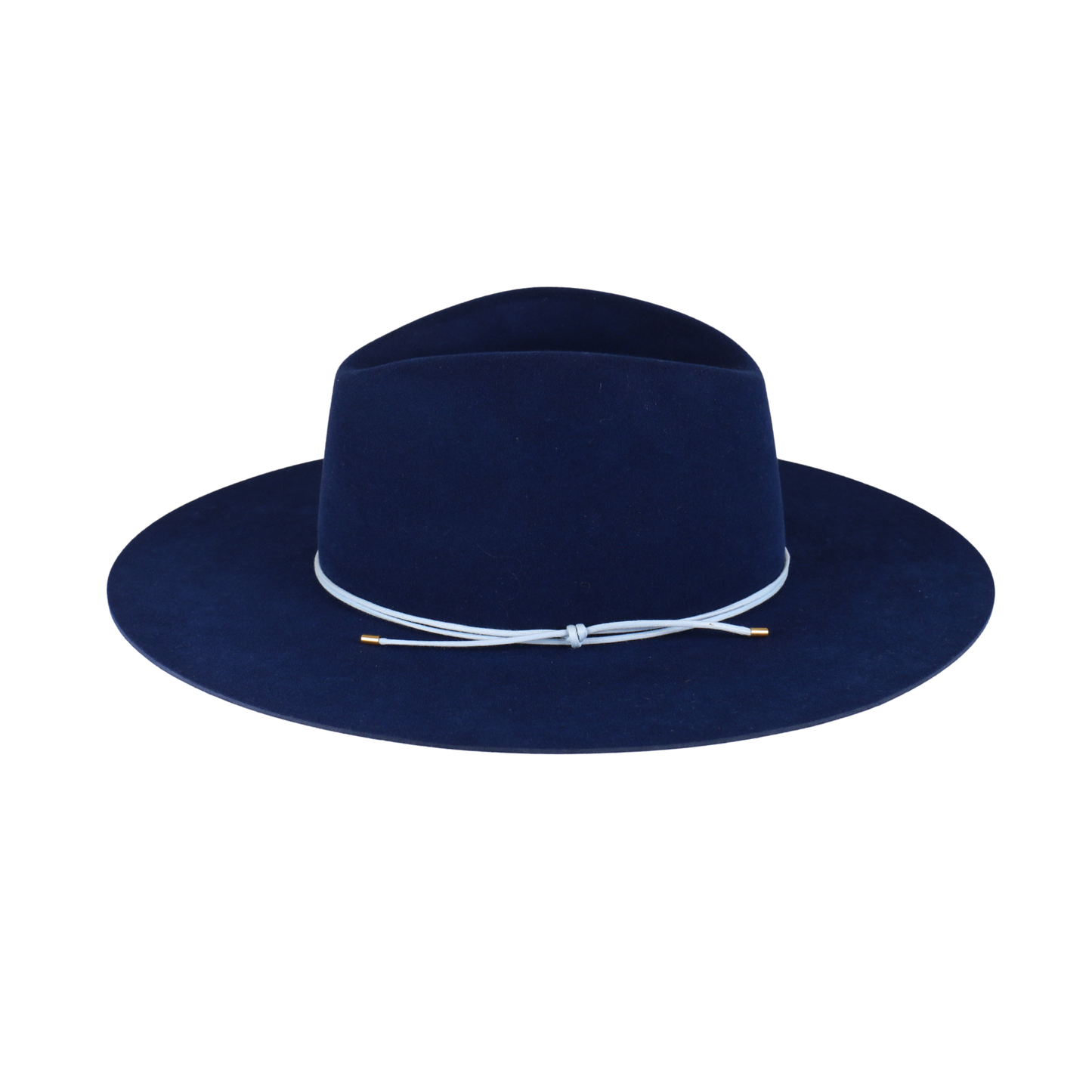 Navy Felt Fedora with Light Blue Cord