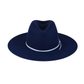 Navy Felt Fedora with Light Blue Cord